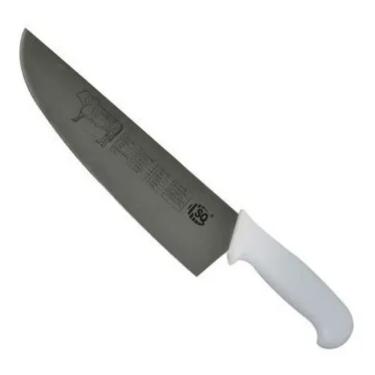 Imagem de Faca Açougueiro Churrasco Cozinha Aço Inox Cabo Branco 10 Sq