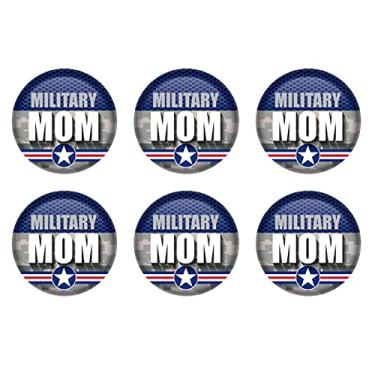 Imagem de Beistle 6 peças de broches de crachá militar orgulhoso dos EUA para 4 de julho, decorações patrióticas, artigos e lembrancinhas de festa do dia da independência, 5 cm, azul/cinza/branco/vermelho