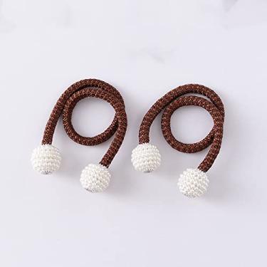 Imagem de Suportes de cortina magnéticos para cortina prendedores de fivela para trás fivela de bola pendurada para amarrar acessórios de cortina para casa decoração, café profundo