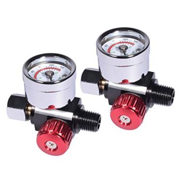 Imagem de Dynastus Kit regulador de pressão de ar de 1/4" NPT, vermelho, regulador de válvula de ajuste de ar com medidor para pistolas de pulverização e ferramentas pneumáticas