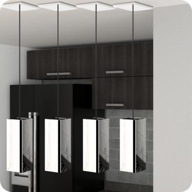 Imagem de 4 Pendentes Industrial Inox Quadrado Moderno Luminária ELG