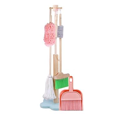 Imagem de Conjunto de limpeza de limpeza para crianças,Ferramenta de limpeza destacável inclui vassoura, esfregão | Produtos de limpeza doméstica de brinquedo para meninas e meninos, para crianças com Aocate