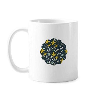 Imagem de Caneca de cerâmica com flores verdes amarelas para pintura em cerâmica para café e porcelana