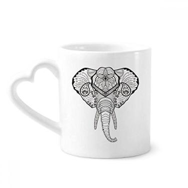 Imagem de Caneca de desenho com desenho de animal de elefante de dentes longos caneca de café cerâmica copo de coração de vidro