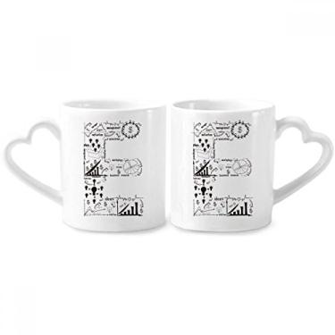 Imagem de Simple Work Brainstorm Data Curve Ilustração Casal Porcelana Conjunto de Caneca Cerâmica Amante Copo Coração Alça