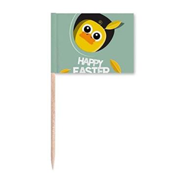 Imagem de Feliz Páscoa Festival Amarelo Galinha Cultura Palito de Dente Bandeira Marcador Topper Decoração de Festa