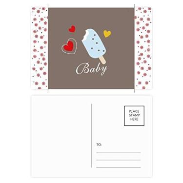 Imagem de Cartão-postal de Natal com flor de Natal de picolé azul de coração