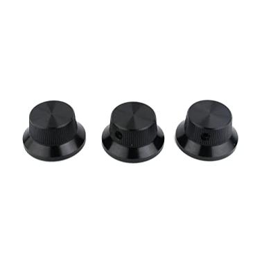 Imagem de Guyker Botões de Potenciômetro de Controle de Baixo para Guitarra Elétrica, Peças de Reposição do Botão de Volume de Metal do Chapéu (3 Peças, Preto)