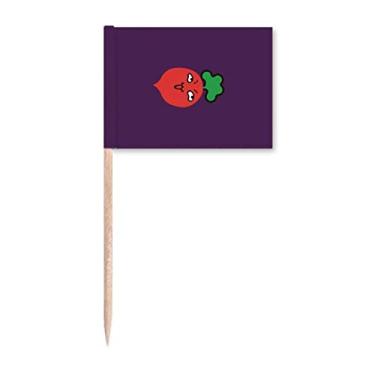Imagem de Bandeiras de palito de dente com rabanete fofo desenho animado para decoração de festa