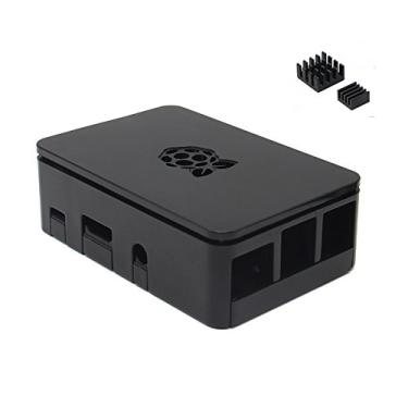 Imagem de MYAMIA Caixa de proteção preta para Raspberry Pi V4 com dissipador de calor para Raspberry Pi 3/2/B+