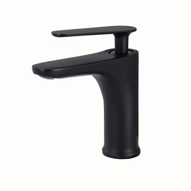 Imagem de LIDON Torneira de banheiro de alça única torneira da pia do banheiro torneiras de latão de furo único torneira de banheiro preta furo único torneira de banheiro, preto B (cor: preto B)
