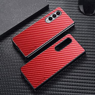 Imagem de Para Samsung Galaxy Z Fold 4 Fold4 zfold3 5G Fibra de Carbono Padrão Capa Traseira para Samsung Galaxy Z Fold4 zfold4 capa de telefone, vermelho, PARA Galaxy Z Fold 3