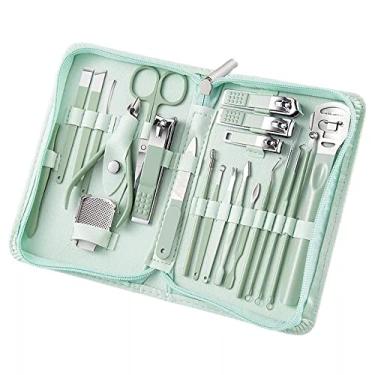Imagem de Conjunto de manicure de 22 peças, cortador de unhas profissional, kit de pedicure, ferramentas de arte para unhas, aço inoxidável, feminino, masculino, kit de preparação para viagens, conjunto verde