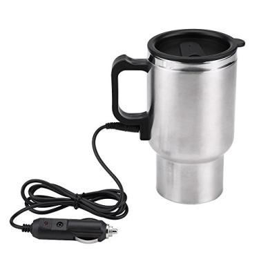 Imagem de Tiiyee Copo de aquecimento de carro, chaleira elétrica para carro, aquecedor de xícara de café de aço inoxidável, portátil, 12 V, aquecimento até 65 °C, caneca térmica mantém o leite quente para
