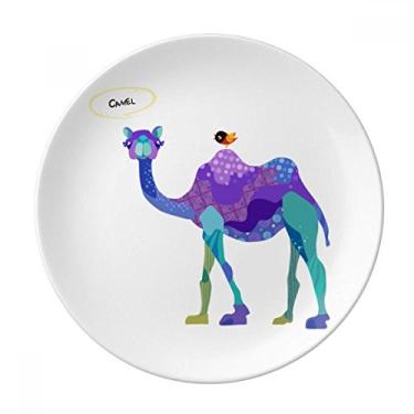 Imagem de Camel roxo pássaro azul desenho animado prato decorativo porcelana salver louça jantar prato