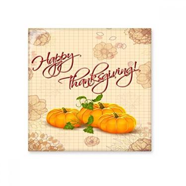 Imagem de Pedra adorna de tijolos vitrificados de cerâmica com padrão Happy Thanksgiving Day da Pumkin