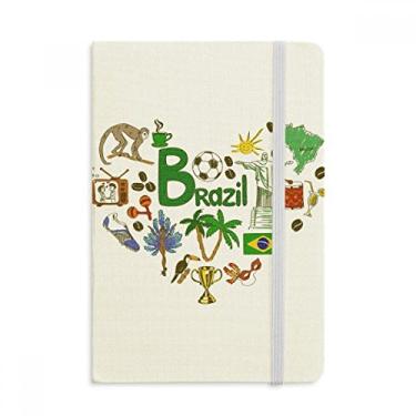 Imagem de Caderno com a bandeira nacional do Brasil Love Heart Landscap oficial em tecido capa dura