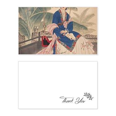 Imagem de Papel de agradecimento de aniversário com flor de folha branca azul e rosa