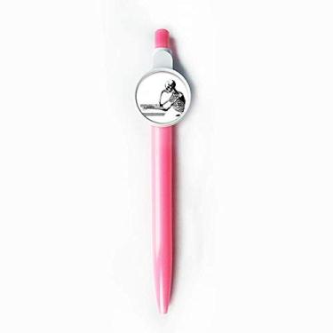 Imagem de Esboço de esqueleto humano, postura sentada, ponta rollerball azul, caneta retrátil para escrever artigos de papelaria