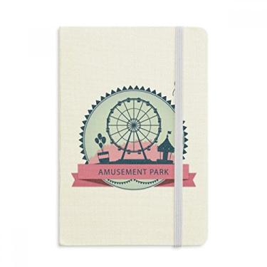 Imagem de Caderno com estampa de rodas gigantes pretas de parque de diversões, capa dura em tecido, diário clássico