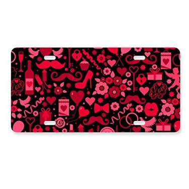Imagem de DIYthinker Black Pink Hearts Lábios Dia dos Namorados Placa Decoração de Carro Acessório de Aço Inoxidável