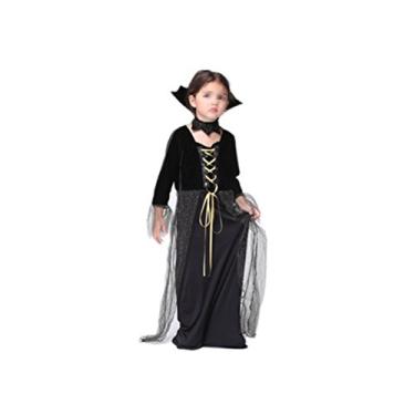 Fantasia Bruxa Halloween Infantil Menina Vestido Preto Clássico e