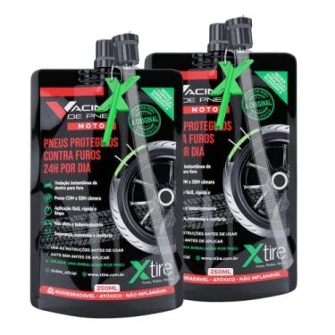 Imagem de Kit 2 Vacinas Blindagem Selante Para Pneu Moto Xtire 250ml
