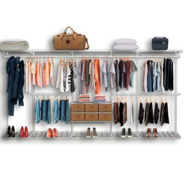 Imagem de Cabideiro Arara Closet Casal Prateleira Aço Aramado - 4,00m BR