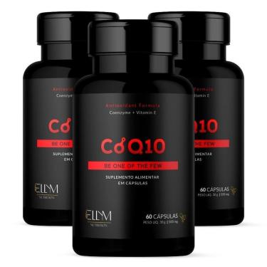 Imagem de Coenzima Q10 60 Cápsulas 3 Potes Vitamina E Ellym Nutrition Saúde Metabólica Antioxidante Premium-Unissex
