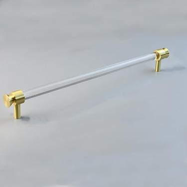 Imagem de Armário de cozinha de cristal acrílico puxa armário de sapato puxadores de gaveta dourado em forma de T maçanetas de porta de móveis ferragens, furo a furo de 256 mm, A