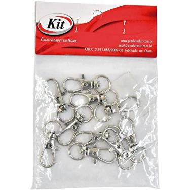 Imagem de Chaveiro Mosquetão, Kit, 32 mm, Niquelado, Pacote com 10