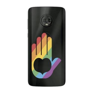 Imagem de Capa Case Capinha Samsung Galaxy Moto G6 Arco Iris Mão - Showcase
