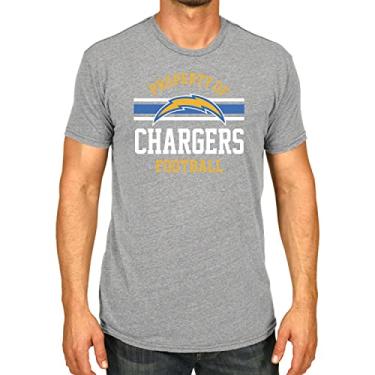 Imagem de Camiseta NFL Adulta Property of Short Sleeve Leve, camiseta oficial da equipe, equipamento para homens e mulheres (Los Angeles Chargers - cinza, adulto 2GG)