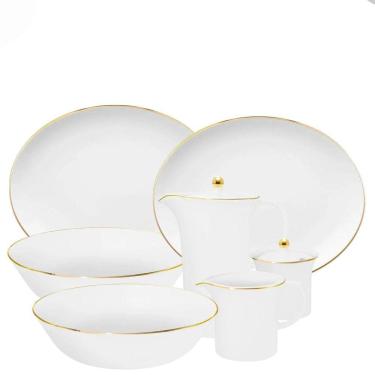 Imagem de Baixela para Servir Sofia Ouro 7pç Porcelana Oxford