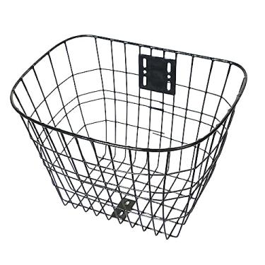 Imagem de Fancyes Cesta de bicicleta Organizador de rack de carga para viagem Saco de compras de metal frontal traseiro para bicicleta Cesta frontal para bicicleta, PRETO