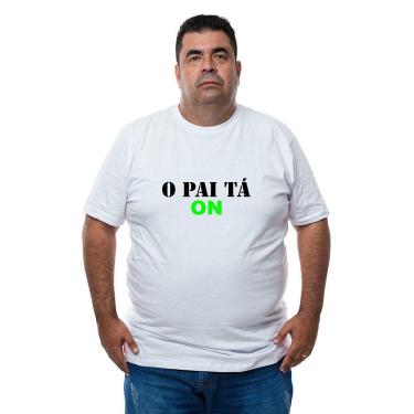 Imagem de Camiseta Masculina Plus Size Algodao Manga Curta O Pai Ta On Com Abridor De Garrafas Integrado