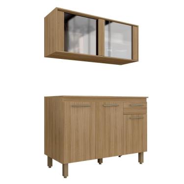 Imagem de Cozinha Modulada Com Vidro 2 Peças Tieli Boreal - Móveis Arapongas