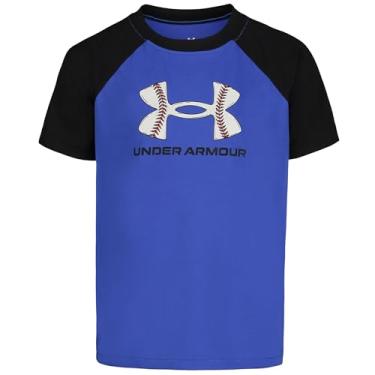 Imagem de Under Armour Camiseta masculina clássica com logotipo, estampa de marca de palavras e designs de beisebol, gola redonda, Team Royal Baseball Raglan, 6