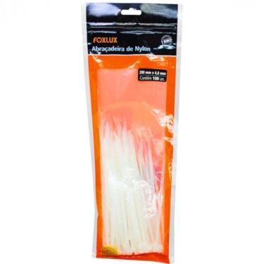 Imagem de Cinta Abraçadeira Em Nylon 200X4,8 Mm Pacote Com 100 Unidades Branca