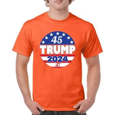 Imagem de Camiseta Trump 2024 45 47 President MAGA Make America Great Again FJB Lets Go Brandon America First Flag Camiseta masculina, Laranja, G