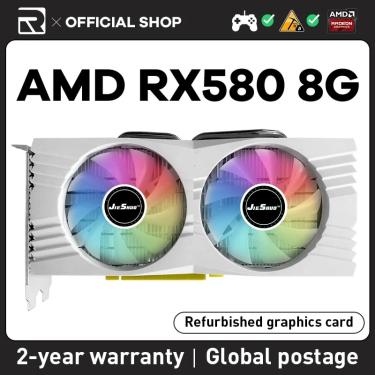 Imagem de Jieshuo AMD RX 580 8GB 2048sp Placa gráfica de vídeo  GPU GDDR5  256bit  Rx580 8g para computador