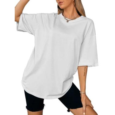 Imagem de SOFIA'S CHOICE Camisetas femininas de manga curta tamanho grande tie dye, Branco liso, GG