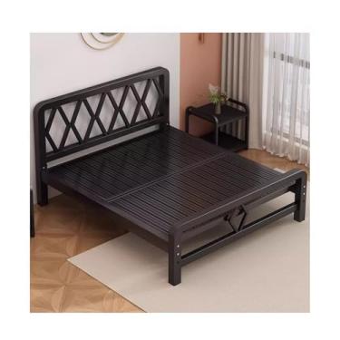 Imagem de Estrutura De Cama Queen De Metal, Estrutura De Cama Em Tamanho Real Com Espaço De Armazenamento, Armações De Cama Queen Antiderrapantes, Fácil Montagem (Color : Black, Size : 70x78in)