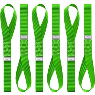 Imagem de AUGO Loops macios resistentes – Pacote com tiras de âncora de amarração de 15 cm x 45 cm para uso com ganchos de catraca – Capacidade de carga de 1,360 kg e resistência à quebra de 4,5 kg – Ótimo para motocicleta, bicicleta, suporte de teto, etc.