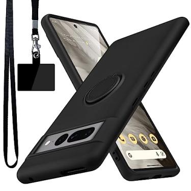 Imagem de YSLBWLE Capa para Google Pixel 7 Pro, suporte de anel giratório de 360° integrado|Forro de microfibra macio antiarranhões | Suporte para carro | Capa de celular Google Pixel 7 Pro para meninas e