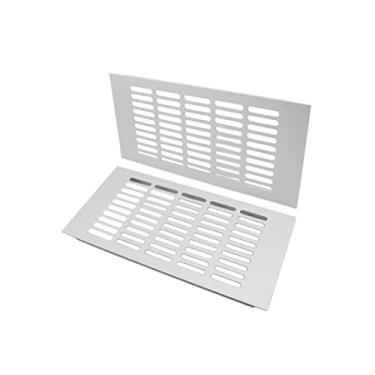 Imagem de 2 peças de cobertura de saída de ar, grade de ventilação de liga de alumínio prata TTZEZE retangular capa de grade de metal para guarda-roupa fogão sapato armário pia cozinha banheiro parede lateral