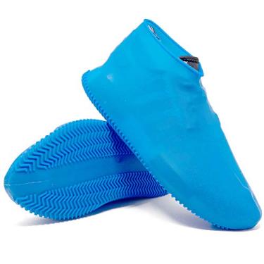 Imagem de BAYI – Capa de sapato antiderrapante impermeável de silicone antiderrapante de borracha antiderrapante capa de chuva durável reutilizável bota de borracha Shoe Covers multiuso e não tóxico, Light Blue, Large