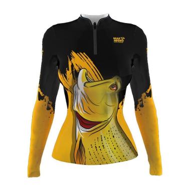 Imagem de Camisa de Pesca Proteção Solar UV Dourado Feminino 2021 - Mar Negro-Feminino