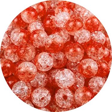 Imagem de 300 contas de acrílico craqueladas de 8 mm contas de acrílico de cristal para fabricação de joias, miçangas espaçadoras redondas de acrílico, miçangas de atacado para colar, pulseira, brincos, decoração de joias (laranja)