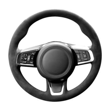 Imagem de Alfanxi Costura à mão Itália Alcantara Capa de volante para carro Envoltório para Jaguar E-PACE/F-PACE (Alcântara + Sem listras)